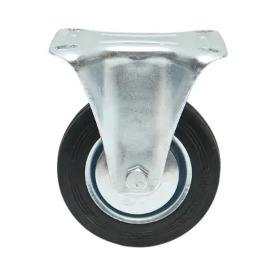 Roata fixa industriala 100x30mm fara frana, cauciuc plin negru, placa otel 100x80mm 55kg - imagine 2