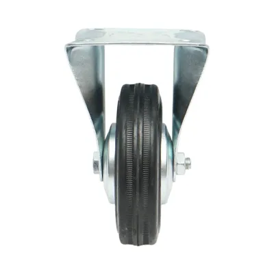 Roata fixa industriala 100x30mm fara frana, cauciuc plin negru, placa otel 100x80mm 55kg - imagine 4