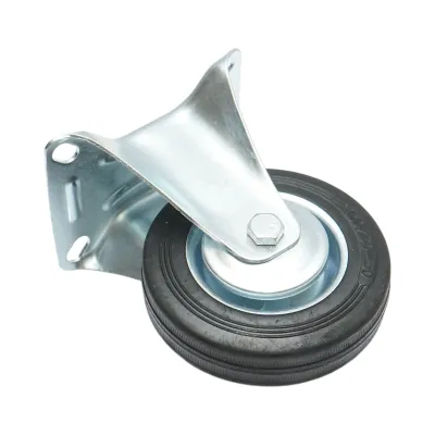 Roata fixa industriala 100x30mm fara frana, cauciuc plin negru, placa otel 100x80mm 55kg - imagine 5