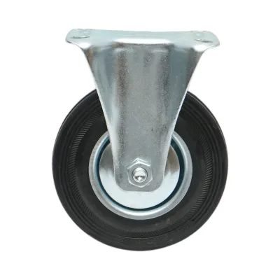 Roata fixa industriala 125x33mm fara frana, cauciuc plin negru, placa otel 100x80mm 95kg - imagine 2