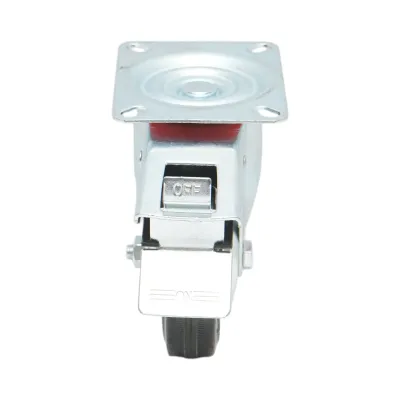 Roata pivotanta industriala 100x30mm cu frana, cauciuc plin negru, placa otel 100x80mm 55kg - imagine 4