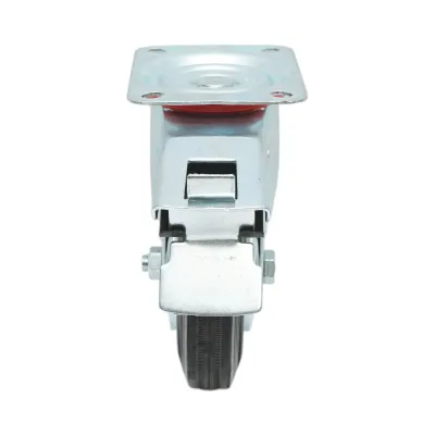 Roata pivotanta industriala 150x38mm cu frana, cauciuc plin negru, placa otel 135x105mm 120kg - imagine 4