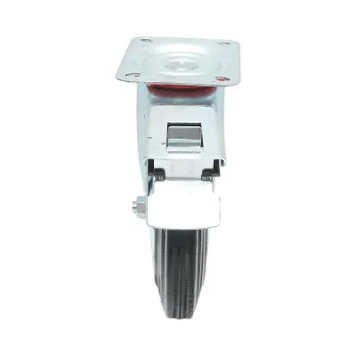 Roata pivotanta industriala 200x44mm cu frana, cauciuc plin negru, placa otel 135x105mm 140kg - imagine 4
