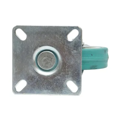 Roata pivotanta 65x19mm fara frana, cauciuc plin albastru, placa otel 65x65mm 35kg - imagine 7
