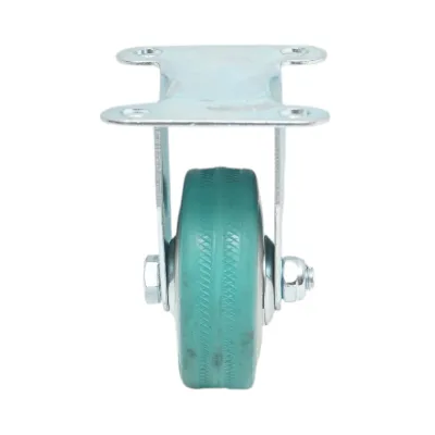 Roata fixa 50x16mm fara frana, cauciuc plin albastru, placa otel 65x50mm 27kg - imagine 4