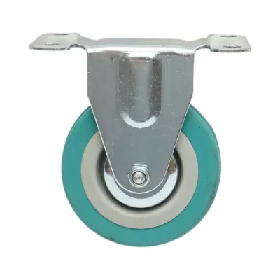 Roata fixa 75x21mm fara frana, cauciuc plin albastru, placa otel 100x59mm 45kg - imagine 2