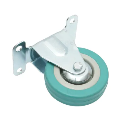 Roata fixa 75x21mm fara frana, cauciuc plin albastru, placa otel 100x59mm 45kg - imagine 6