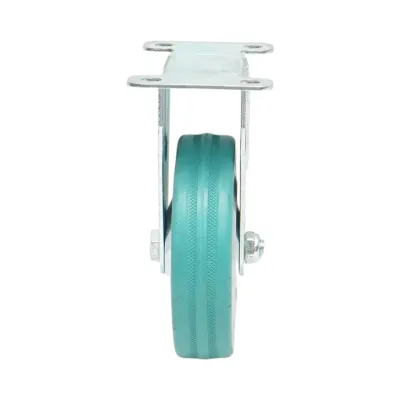 Roata fixa 100x26mm fara frana, cauciuc plin albastru, placa otel 100x59mm 55kg - imagine 4