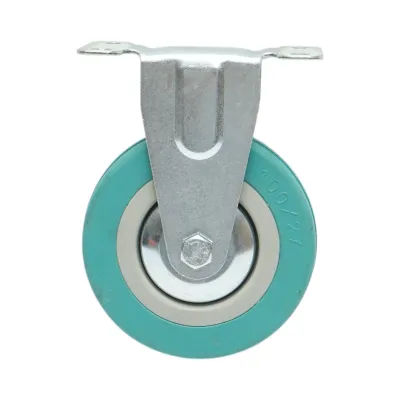 Roata fixa 100x26mm fara frana, cauciuc plin albastru, placa otel 100x59mm 55kg - imagine 2