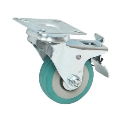 Roata pivotanta 50x16mm cu frana, cauciuc plin albastru, placa otel 50x50mm 27kg - imagine 5