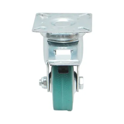 Roata pivotanta 50x16mm cu frana, cauciuc plin albastru, placa otel 50x50mm 27kg - imagine 4