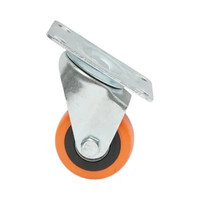 Roata pivotanta 64x31mm fara frana, PVC portocaliu, placa otel 94x63mm 60kg - imagine 2