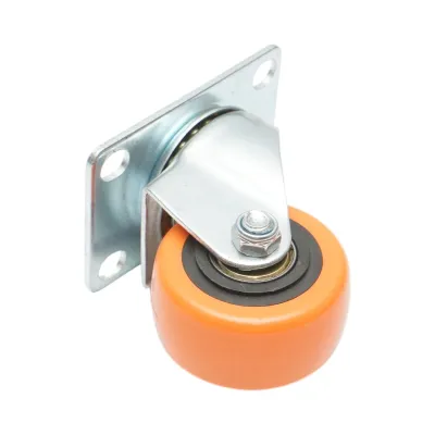 Roata pivotanta 64x31mm fara frana, PVC portocaliu, placa otel 94x63mm 60kg - imagine 6