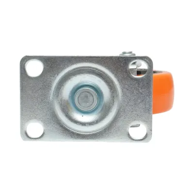 Roata pivotanta 75x31mm fara frana, PVC portocaliu, placa otel 94x63mm 80kg - imagine 7