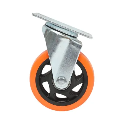 Roata pivotanta 100x31mm fara frana, PVC portocaliu, placa otel 94x63mm 90kg - imagine 2
