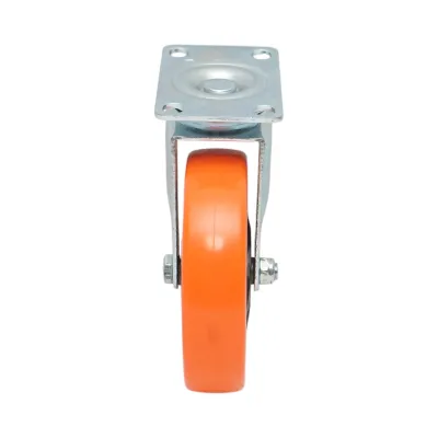 Roata pivotanta 125x31mm fara frana, PVC portocaliu, placa otel 94x63mm 100kg - imagine 4