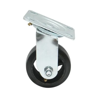 Roata pivotanta industriala 100x50mm fara frana, cauciuc plin negru, placa otel 115x100mm 100kg - imagine 2