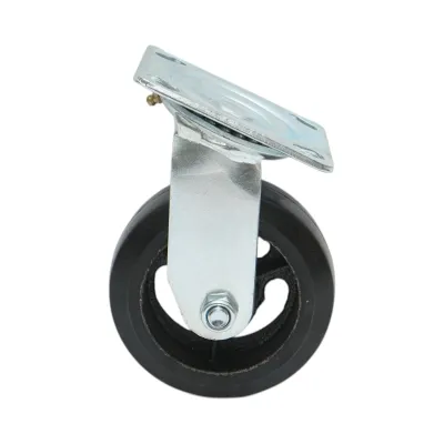 Roata pivotanta industriala 125x50mm fara frana, cauciuc plin negru, placa otel 115x100mm 130kg - imagine 2