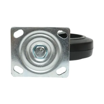 Roata pivotanta industriala 150x50mm fara frana, cauciuc plin negru, placa otel 115x100mm 200kg - imagine 7