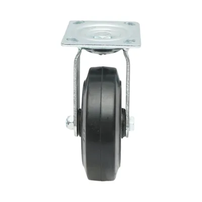 Roata pivotanta industriala 150x50mm fara frana, cauciuc plin negru, placa otel 115x100mm 200kg - imagine 4