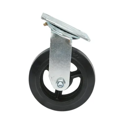 Roata pivotanta industriala 150x50mm fara frana, cauciuc plin negru, placa otel 115x100mm 200kg - imagine 2