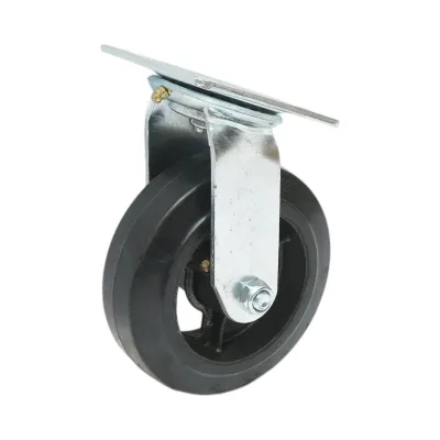 Roata pivotanta industriala 150x50mm fara frana, cauciuc plin negru, placa otel 115x100mm 200kg - imagine 5