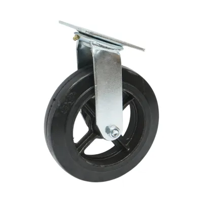 Roata pivotanta industriala 200x50mm fara frana, cauciuc plin negru, placa otel 115x100mm 220kg - imagine 5