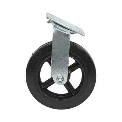 Roata pivotanta industriala 200x50mm fara frana, cauciuc plin negru, placa otel 115x100mm 220kg - imagine 2
