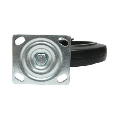 Roata pivotanta industriala 200x50mm fara frana, cauciuc plin negru, placa otel 115x100mm 220kg - imagine 7