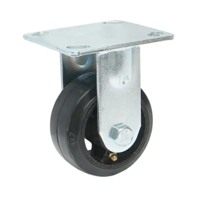 Roata fixa industriala 100x50mm fara frana, cauciuc plin negru, placa otel 115x100mm 100kg - imagine 5