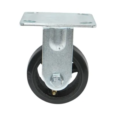 Roata fixa industriala 100x50mm fara frana, cauciuc plin negru, placa otel 115x100mm 100kg - imagine 2