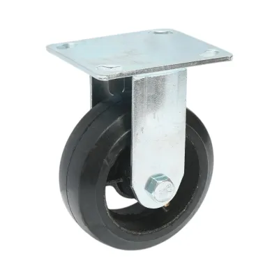 Roata fixa industriala 125x50mm fara frana, cauciuc plin negru, placa otel 115x100mm 130kg - imagine 5