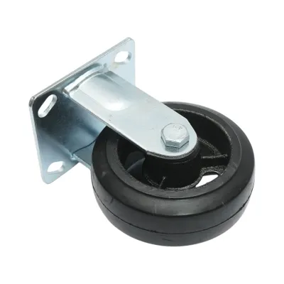 Roata fixa industriala 125x50mm fara frana, cauciuc plin negru, placa otel 115x100mm 130kg - imagine 6