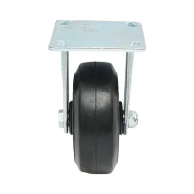 Roata fixa industriala 125x50mm fara frana, cauciuc plin negru, placa otel 115x100mm 130kg - imagine 4