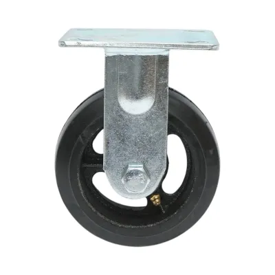 Roata fixa industriala 125x50mm fara frana, cauciuc plin negru, placa otel 115x100mm 130kg - imagine 2