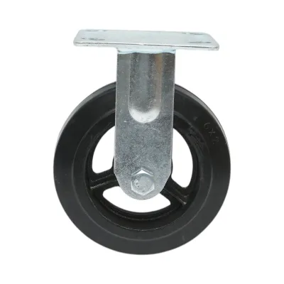 Roata fixa industriala 150x50mm fara frana, cauciuc plin negru, placa otel 115x100mm 200kg - imagine 2