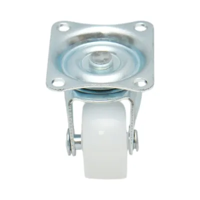 Roata pivotanta 25x14mm fara frana, polipropilena alba, placa otel 39x33mm 10kg - imagine 4