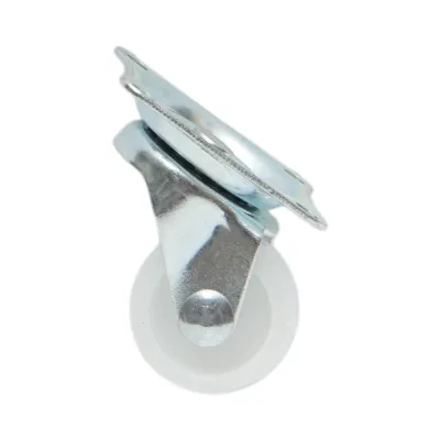 Roata pivotanta 25x14mm fara frana, polipropilena alba, placa otel 39x33mm 10kg - imagine 2