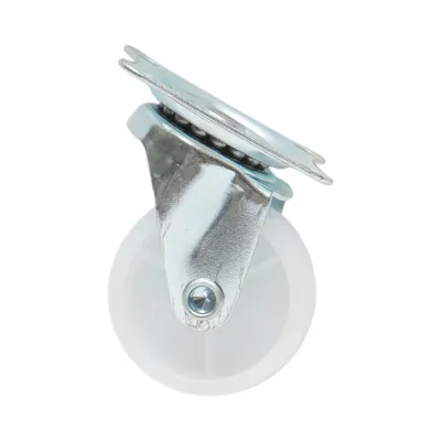 Roata pivotanta 40x17mm fara frana, polipropilena alba, placa otel 45x38mm 20kg - imagine 2