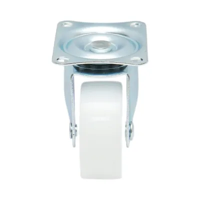 Roata pivotanta 50x22mm fara frana, polipropilena alba, placa otel 58x47mm 30kg - imagine 4