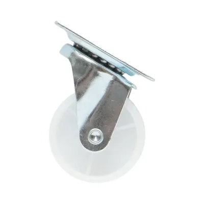 Roata pivotanta 50x22mm fara frana, polipropilena alba, placa otel 58x47mm 30kg - imagine 2