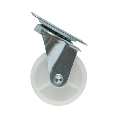 Roata pivotanta 65x23mm fara frana, polipropilena alba, placa otel 70x58mm 35kg - imagine 2