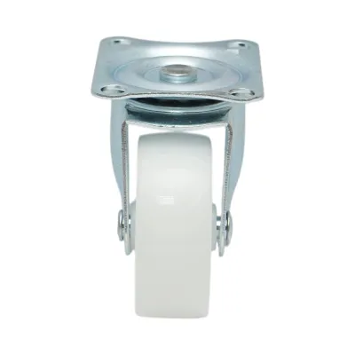 Roata pivotanta 65x23mm fara frana, polipropilena alba, placa otel 70x58mm 35kg - imagine 4