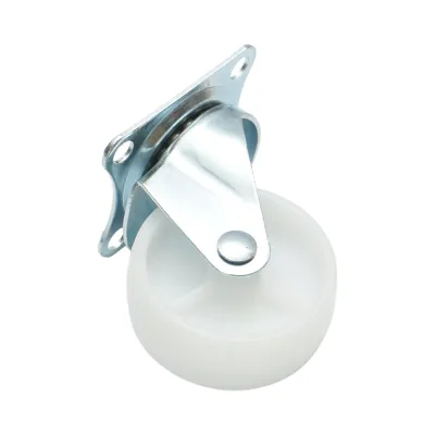 Roata pivotanta 65x23mm fara frana, polipropilena alba, placa otel 70x58mm 35kg - imagine 6