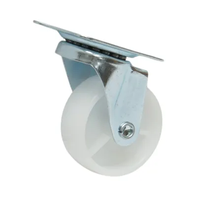 Roata pivotanta 65x23mm fara frana, polipropilena alba, placa otel 70x58mm 35kg - imagine 5