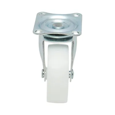 Roata pivotanta 73x25mm fara frana, polipropilena alba, placa otel 70x58mm 45kg - imagine 4