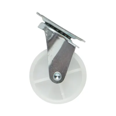 Roata pivotanta 73x25mm fara frana, polipropilena alba, placa otel 70x58mm 45kg - imagine 2