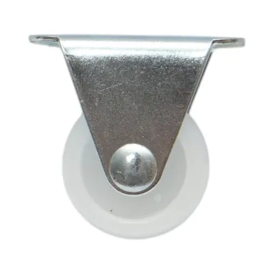 Roata fixa 25x14mm fara frana, polipropilena alba, placa otel 37x19mm 10kg - imagine 2