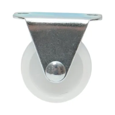 Roata fixa 30x14mm fara frana, polipropilena alba, placa otel 37x19mm 15kg - imagine 2