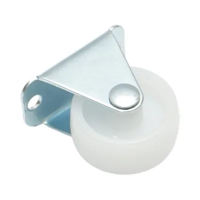 Roata fixa 30x14mm fara frana, polipropilena alba, placa otel 37x19mm 15kg - imagine 6